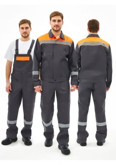 Костюм Липецк-2 СОП CH (тк.Смесовая,280) п/к, т.серый/оранжевый