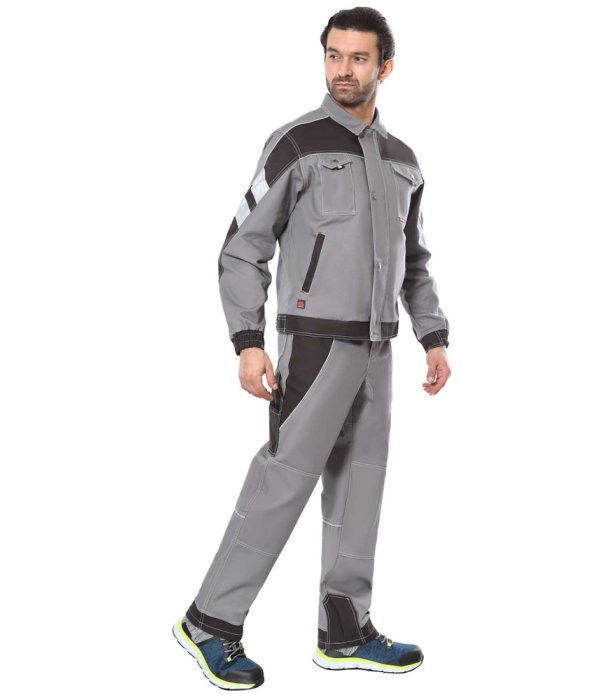 Костюм СИРИУС-ПЕКИН куртка кор., брюки, серый с черным, 280 г/м2, 65%ПЭ, 35%ХБ