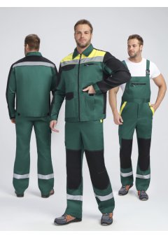 Костюм ProfLineBase-2 (тк.Твил,210) п/к, зеленый/черный/желтый
