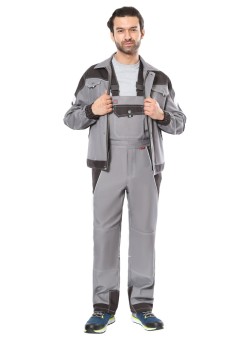 Костюм СИРИУС-ПЕКИН куртка кор., п/к, серый с черным, 280 г/м2, 65%ПЭ, 35%ХБ