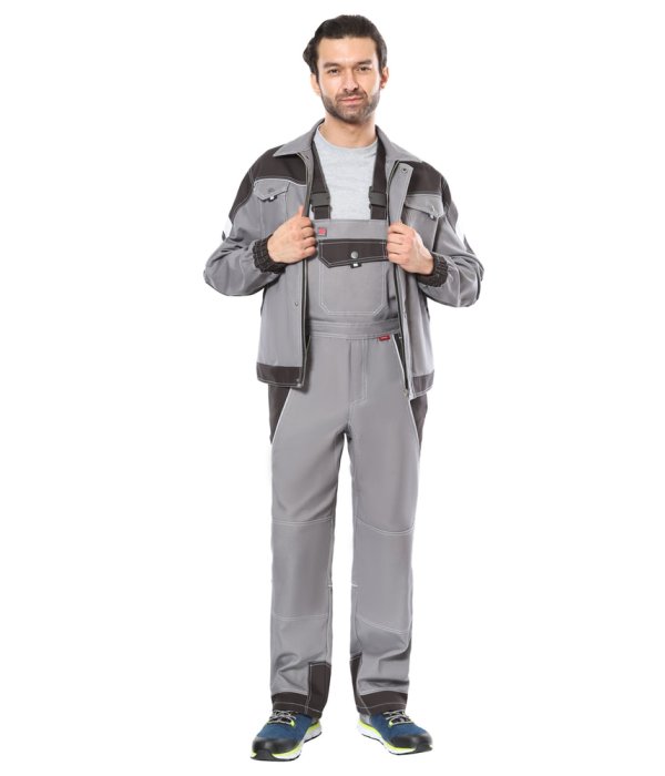 Костюм СИРИУС-ПЕКИН куртка кор., п/к, серый с черным, 280 г/м2, 65%ПЭ, 35%ХБ