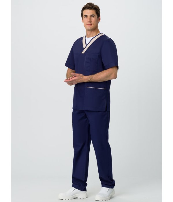 Костюм мужской MedLine Марк (тк.Смесовая,120), т.синий/бежевый