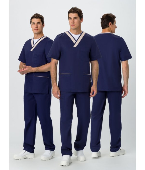 Костюм мужской MedLine Марк (тк.Смесовая,120), т.синий/бежевый