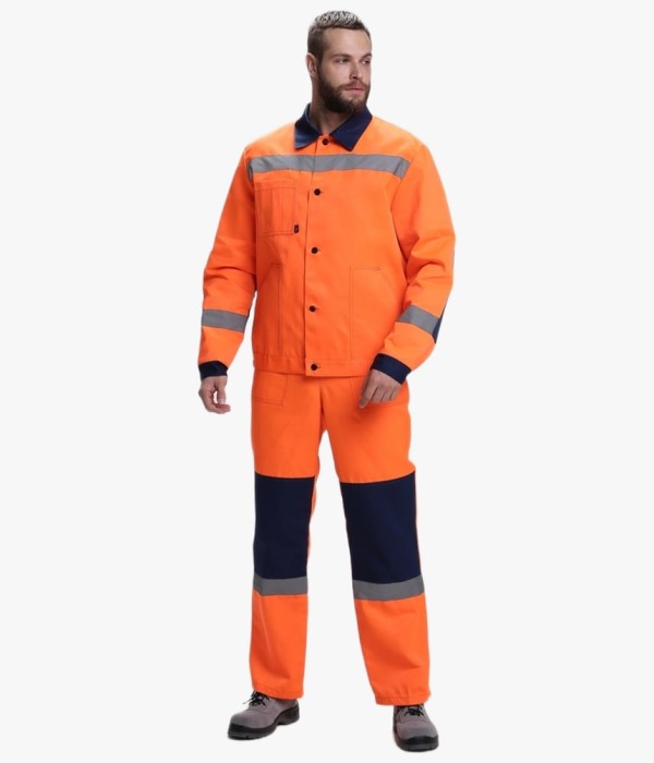 Костюм сигнальный Лигор-2 СОП (тк.Смесовая,210) полукомбинезон, оранжевый, тёмно-синий