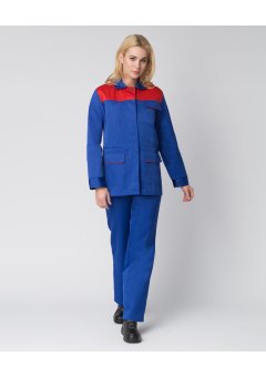 Костюм женский Кос_004 (тк.Смесовая,210) брюки, васильковый/красный