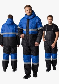 Костюм зимний мужской Мегрес-2 СОП (тк.OxLine,90) полукомбинезон, васильковый, чёрный