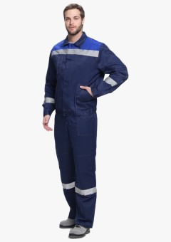 Костюм летний мужской Лигор-2 СОП CH (тк.Смесовая,210) полукомбинезон, тёмно-синий, васильковый