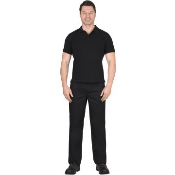Рубашка-поло чёрная, короткие рукава с манжетом, плотность180 г/м2