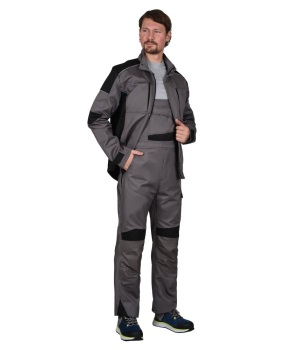 Костюм СИРИУС-ЦИТРИН куртка, п/к ср.серый с черным, 245 г/м2, 65%ПЭ, 35%ХБ