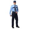 Рубашка охранника голубая с тёмно-синим, длинный рукав, ткань Вега