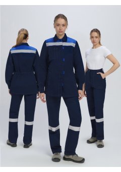 Костюм женский Веснис-1 СОП (тк.Саржа,250) брюки, т.синий/васильковый