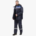 Костюм зимний мужской на пуговицах Квайл-2 СОП (тк.Оксфорд,90) полукомбинезон, тёмно-синий, васильковый