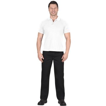 Рубашка-поло белая, короткие рукава с манжетом, плотность 180 г/м2
