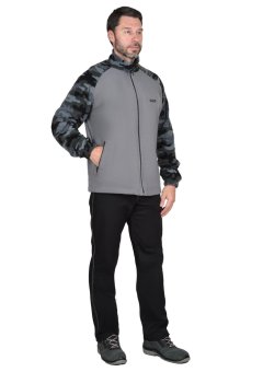 Куртка флисовая т.серая с КМФ Мультикам серый, 340 г/м2
