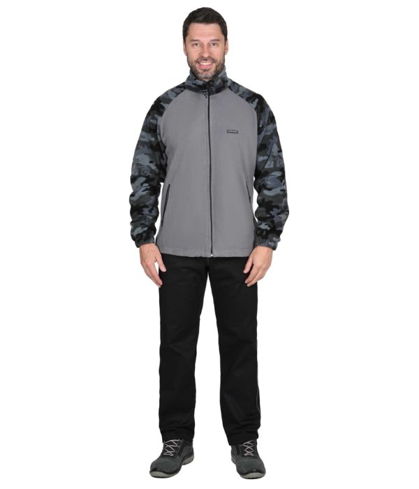Куртка флисовая т.серая с КМФ Мультикам серый, 340 г/м2