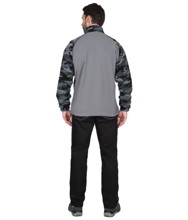 Куртка флисовая т.серая с КМФ Мультикам серый, 340 г/м2