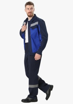 Костюм летний Вираж-1 (тк.Смесовая,260) брюки, тёмно-синий, васильковый