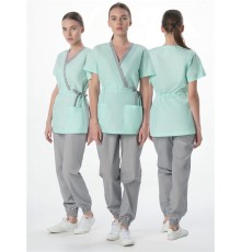 Костюм женский Симпл-001 (тк.Смесовая,120) MedLine, серый/мятный