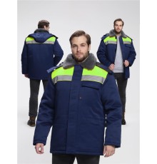 Куртка зимняя Бригада NEW (тк.Смесовая,210), т.синий/лимонный