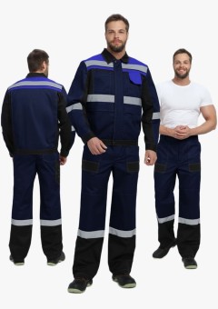 Костюм мужской Вивантек-1 СОП К (тк.Смесовая МВО,240) брюки, тёмно-синий, чёрный, васильковый