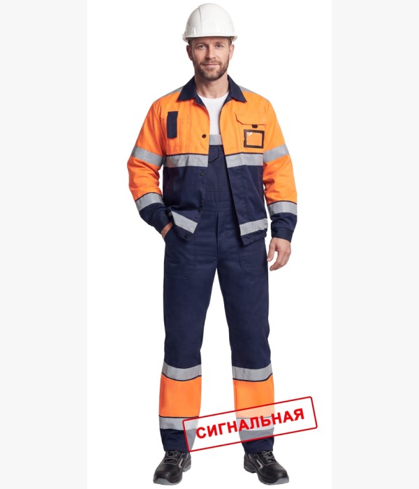 Костюм СИРИУС-ТЕРМИНАЛ-3 куртка, п/к оранжевый с тёмно-синим и СОП