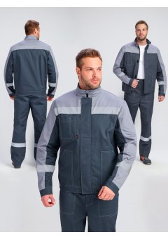 Костюм Бриготек-1 СОП (тк.Смесовая,260) брюки, т.серый/св.серый