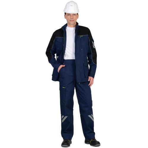 Рабочий костюм Фотон мужской, куртка, брюки, тёмно-синий с чёрным, ткань Родос