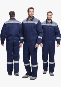 Костюм мужской Лигор-2 СОП (тк.Смесовая,210) полукомбинезон, тёмно-синий, серый