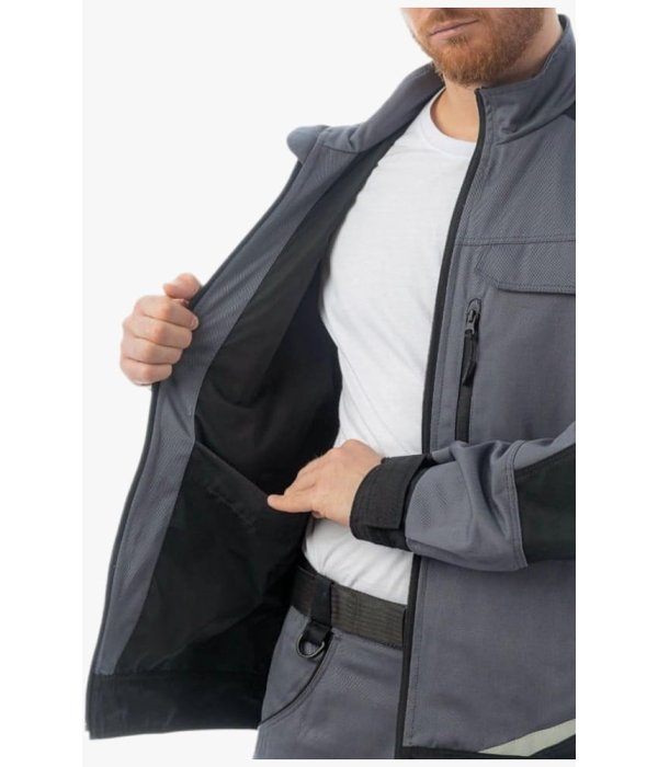 Куртка летняя мужская Brodeks KS202-C, 100% ХБ, графит серый, чёрный