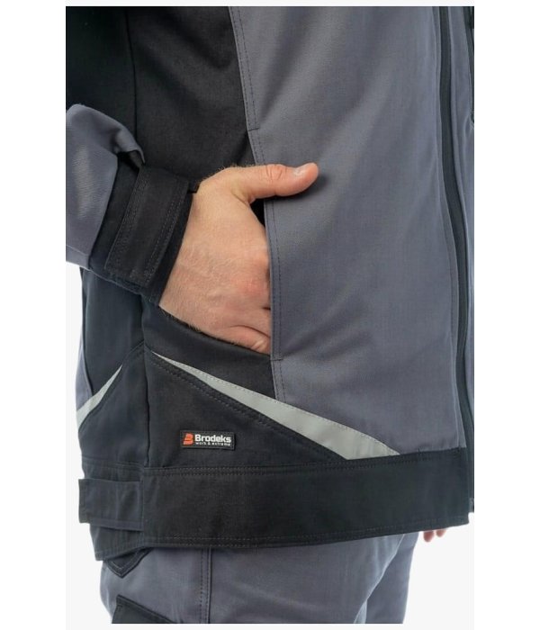 Куртка летняя мужская Brodeks KS202-C, 100% ХБ, графит серый, чёрный