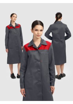 Халат женский Лигор (тк.Смесовая,210), т.серый/красный