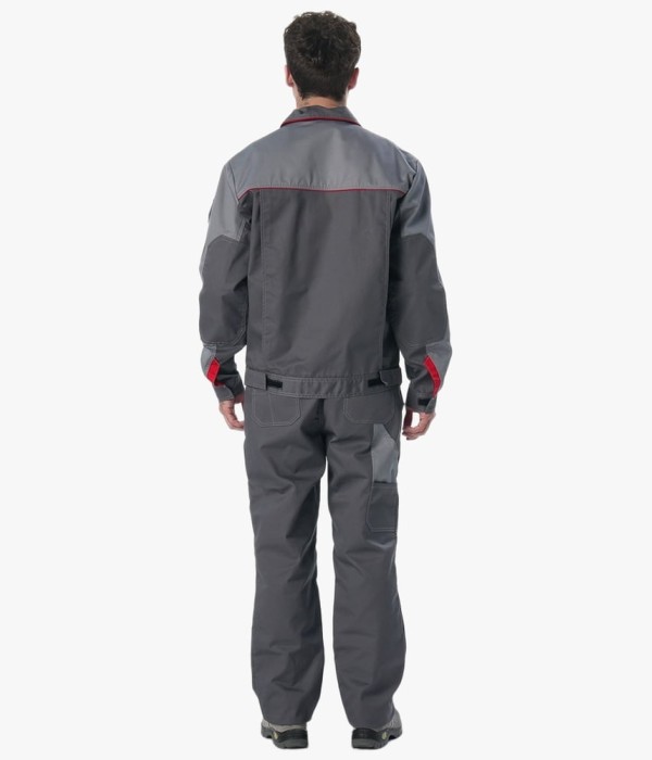 Костюм Союз-Профессионал-2 (тк. Балтекс, 240 гр/м2) полукомбинезон, тёмно-серый, светло-серый, красный