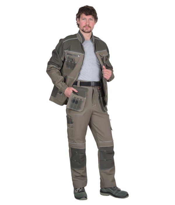 Костюм СИРИУС-ТОКИО куртка, брюки, тёмно-песочный с хаки, 265 г/м2, 100%ХБ