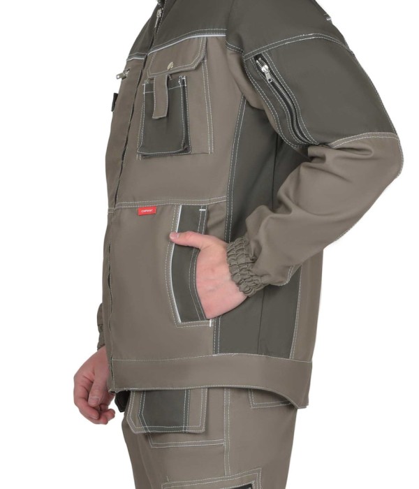 Костюм СИРИУС-ТОКИО куртка, брюки, тёмно-песочный с хаки, 265 г/м2, 100%ХБ