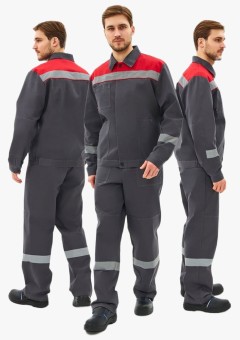 Костюм мужской Липецк-1 СОП CH (тк.Смесовая,280) брюки, тёмно-серый, красный