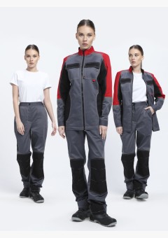 Костюм женский Вектрон-1 (тк.Смесовая,240) брюки, серый/красный/черный