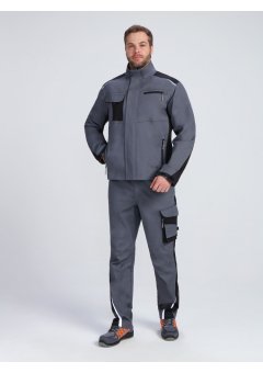 Костюм ProfLineLeader-1 (тк.Хлопок/Спандекс,260) брюки, серый/черный