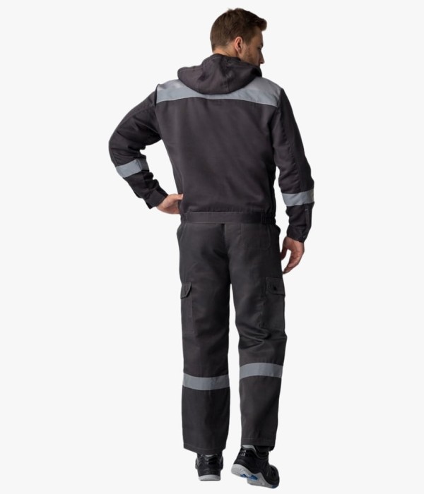 Костюм летний мужской Титан-2 СОП (тк. Смесовая, 210 гр/м2) полукомбинезон, тёмно-серый, светло-серый