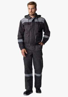 Костюм летний мужской Титан-2 СОП (тк. Смесовая, 210 гр/м2) полукомбинезон, тёмно-серый, светло-серый