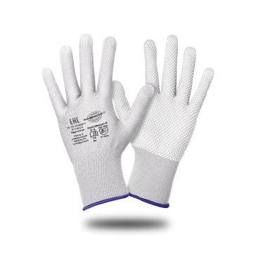 Перчатки Safeprotect НейпМикро-Б, нейлон+ПВХ-микроточка, цвет белый