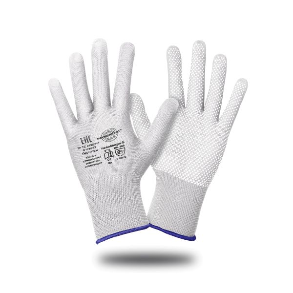 Перчатки Safeprotect НейпМикро-Б, нейлон, ПВХ-микроточка, цвет белый
