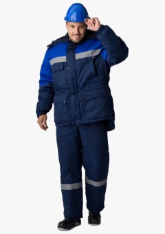Костюм зимний мужской Баррик-2 СОП (тк.Смесовая,210) полукомбинезон, тёмно-синий, васильковый