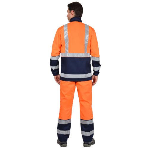 Костюм дорожника сигнальный Сириус-Терминал-3 с СОП, куртка, полукомбинезон, цвет оранжевый с тёмно-синим