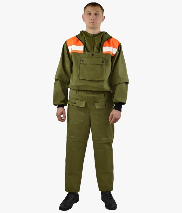 Костюм противоэнцефалитный летний СОП (тк. Саржа, 250 гр/м2), хаки, оранжевый