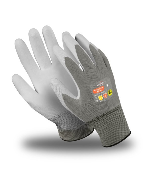 Перчатки Manipula Specialist® Микростатик (ESD) (нейл.+полиур.+медн.), MG-164