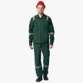 Костюм летний Респект (тк.Саржа,250) брюки, тёмно-зелёный, оранжевый