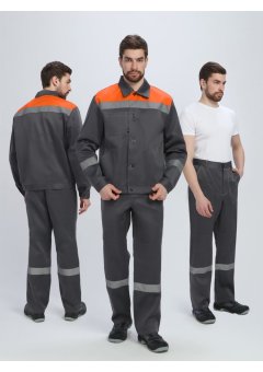 Костюм Лигор-1 СОП (тк.Смесовая,210) брюки, т.серый/оранжевый