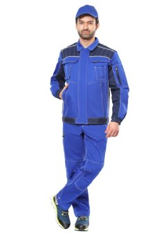 Куртка СИРИУС-ПРЕСТИЖ кор,. васильковая с синим, 245 г/м2, 65%ПЭ, 35%ХБ
