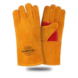 Краги спилковые Safeprotect Сибирь усиленные жёлтые, флисовая подкладка, размер 10,5