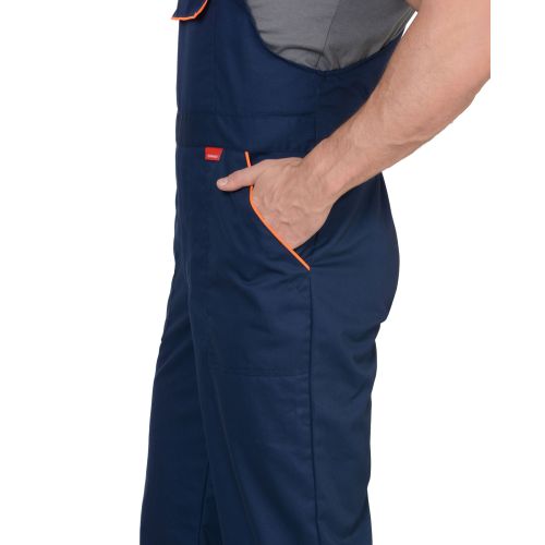 Костюм рабочий "Сириус-Мастер" летний, куртка, полукомбинезон, цвет тёмно-синий с оранжевой отделкой